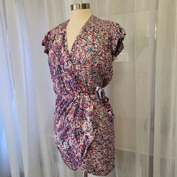 IRO Paris Mini Wrap Dress Ruffled Cap Sleeves size 34 - Picture 3 of 13